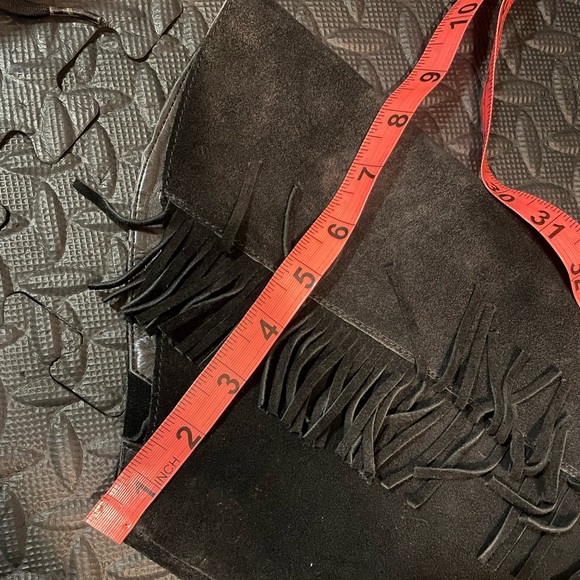 ❌SOLD❌Nine West Vapretaport Black Suede OTK Boots w/ Side Fringe Size 9M - Picture 10 of 10